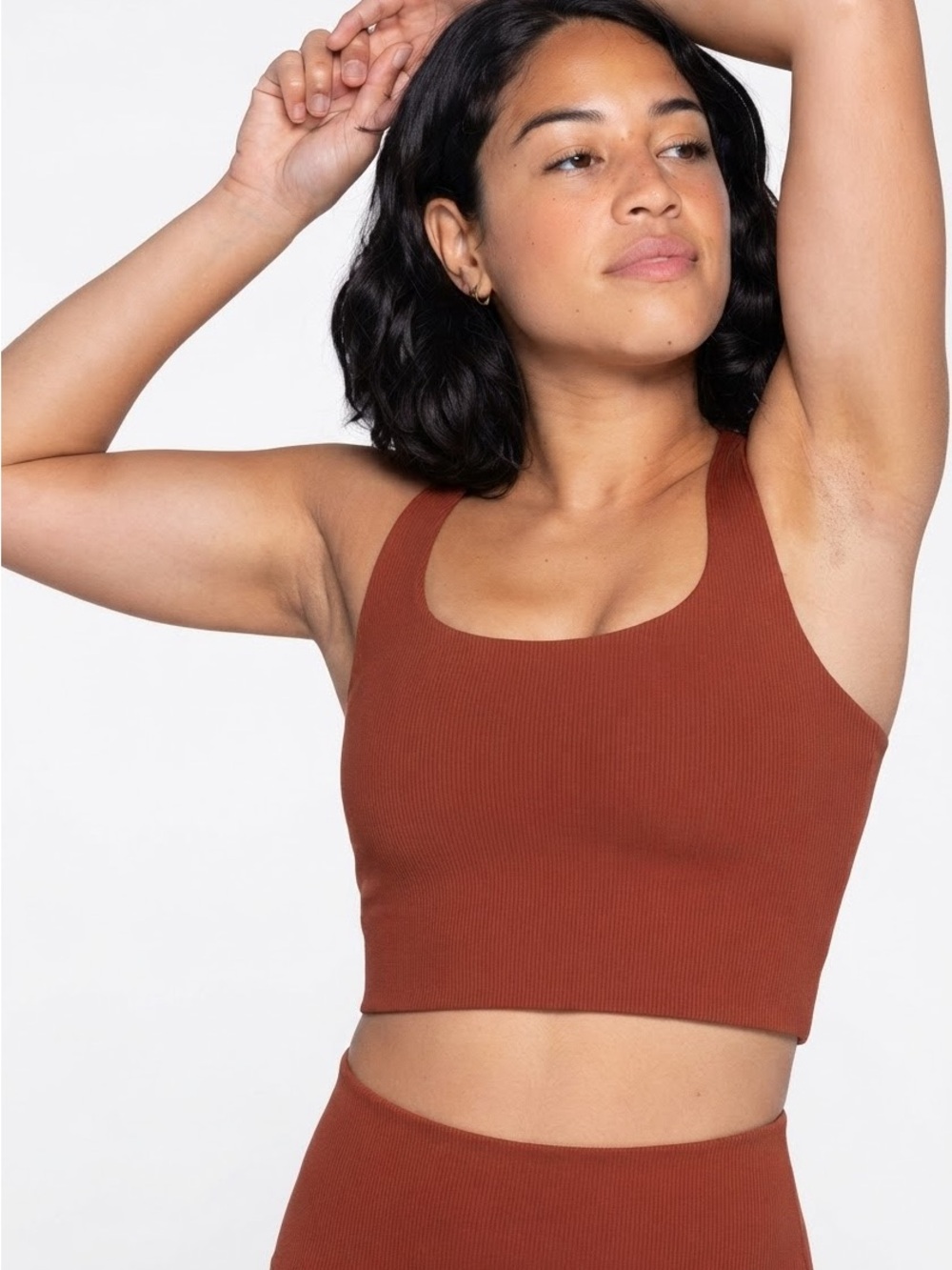 Girlfriend Collective Sz L Dylan Rust Dark Orange Racer Back Sport Bra